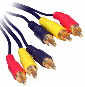 3 RCA to 3 RCA Phono Cable Video Stereo RCA Phono Cable Gold 5m