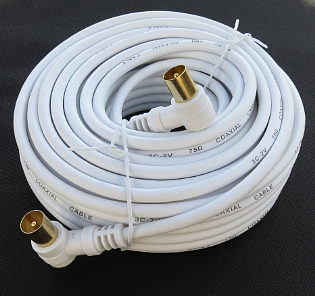 15m Aerial Cable Gold Plated White Jacket