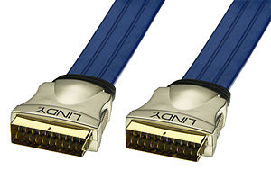 15m Scart Lead Flat Cable Double Shielded Pro Grade Scart