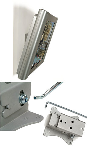 B-Tech BT7511 Stylish Silver LCD Wall Mount for LCD TV or LCD TFT Monitor with tilt adjustment  suitable for mounting screens up to 23 inches with a max weight of 20kg  VESA 75 and VESA 100 compatible. Tilt adjustment up to 17 degrees. Finished in silver