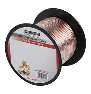 15m Speaker Cable 2 x 0.75mm OFC Transparent Jacket