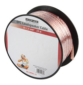 15m Speaker Cable 2 x 1.5mm OFC Transparent Jacket