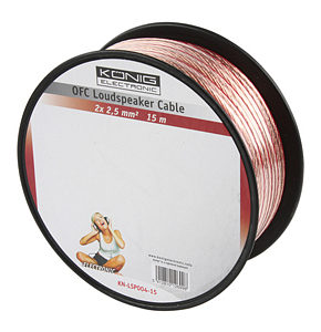 15m Speaker Cable 2 x 25mm OFC Transparent Jacket
