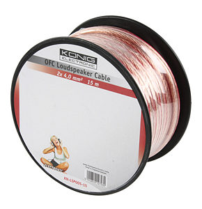 15m Speaker Cable 2 x 4mm OFC Transparent Jacket
