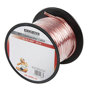 25m Speaker Cable 2 x 0.4mm OFC Transparent Jacket
