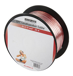 25m Speaker Cable 2 x 0.75mm OFC Transparent Jacket
