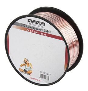 25m Speaker Cable 2 x 1.5mm OFC Transparent Jacket