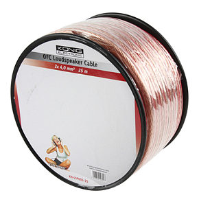 25m Speaker Cable 2 x 4mm OFC Transparent Jacket