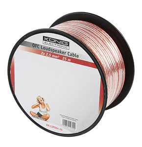 25m Speaker Cable 2 x 2.5mm OFC Transparent Jacket