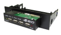USB 2.0 4 Port Internal Hub For 3.5 And 5.25 Black Drive Bay.