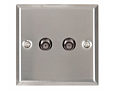 Satellite Wallplate - Steel Finish Twin F Type Connector