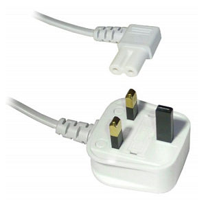 0.5m White Angled Figure 8 Power Cord C7 90 Degree Lead
