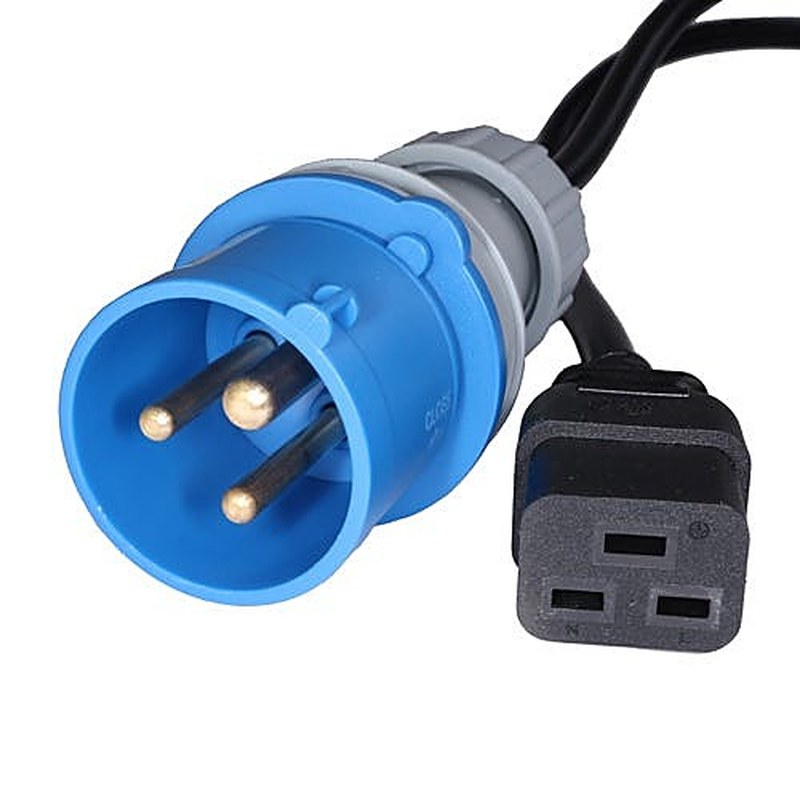 16A Commando to C19 Power Lead Black, 2m, Black