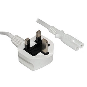1m White Figure 8 Power Lead - Power Cable