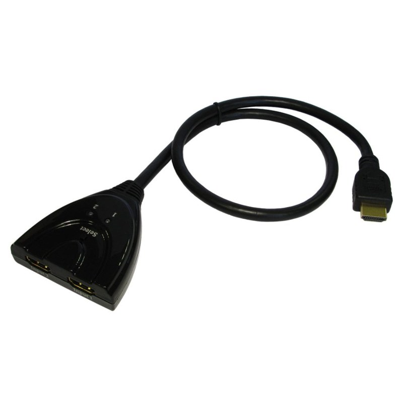 2 Way HDMI Switch with Attached Cable 4K 60Hz