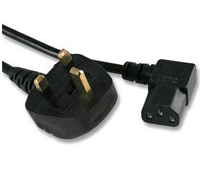 1.8m IEC Power Lead with Right Angle Plug - Kettle Plug Power Cable
