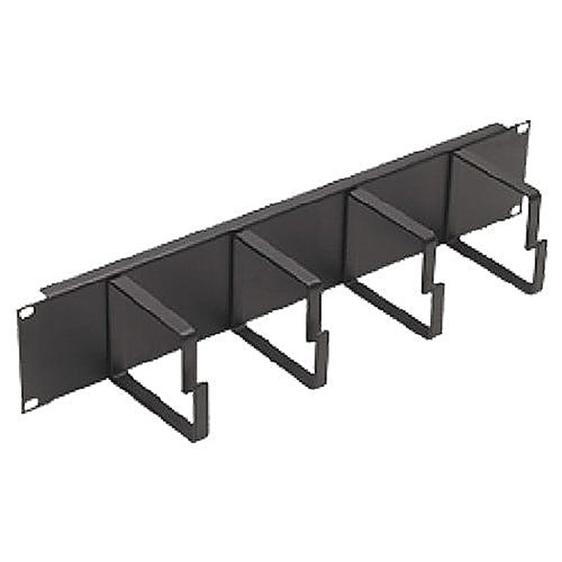 2U Cable Management Panel 4 Ring 100mm Black