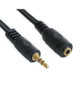 Image of 3.5mm Male Jack Plug to Female Socket Cable 1.5m