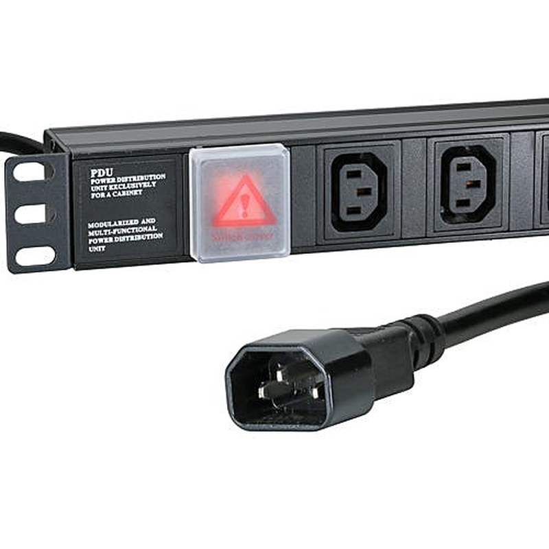 6 Way C13 Rack PDU Horizontal 1U C14 Plug 3m