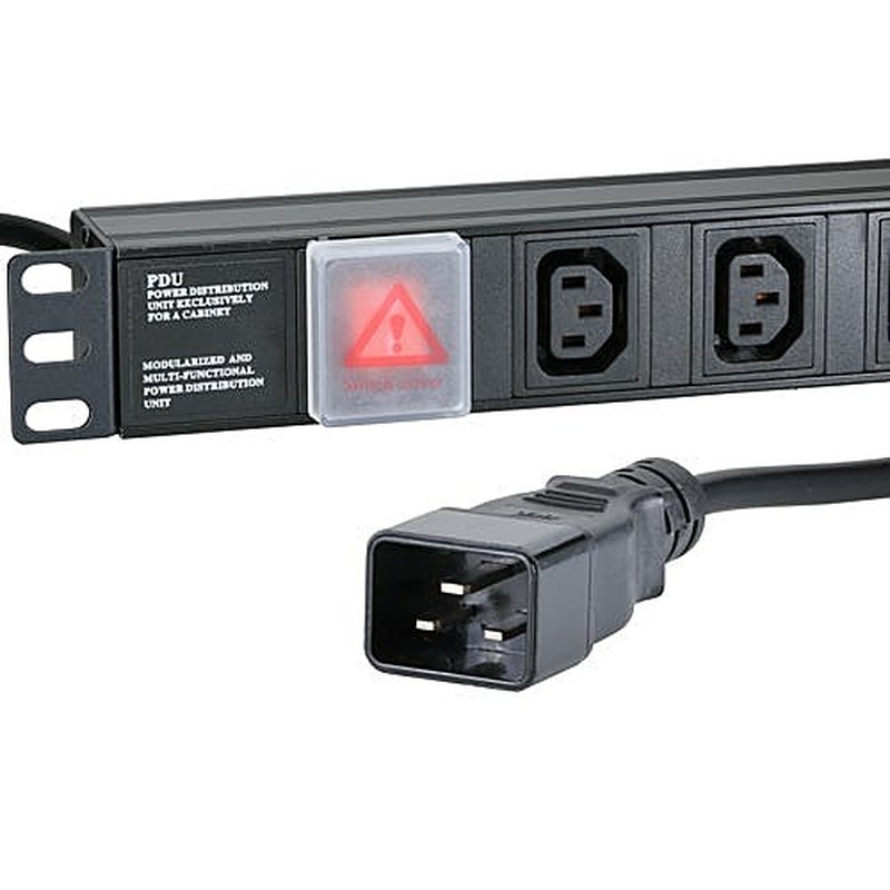 8 Way C13 Rack PDU Horizontal 1U C20 Plug 3m