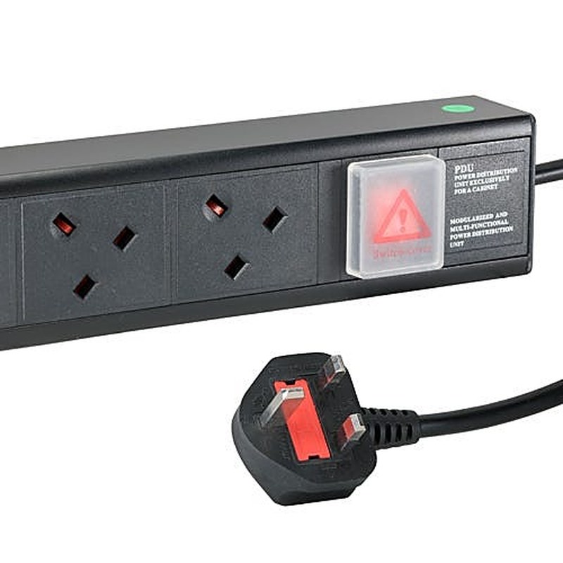 8 Way UK Socket Rack PDU Horizontal 1U UK Plug 3m