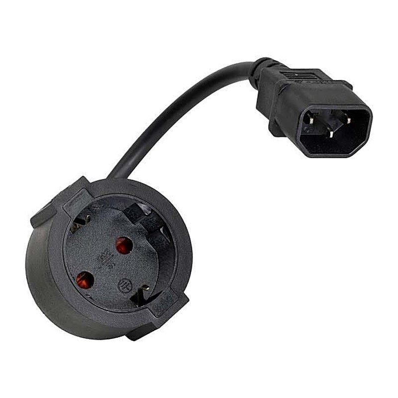 C14 Plug to Schuko Socket Adapter Lead 25cm
