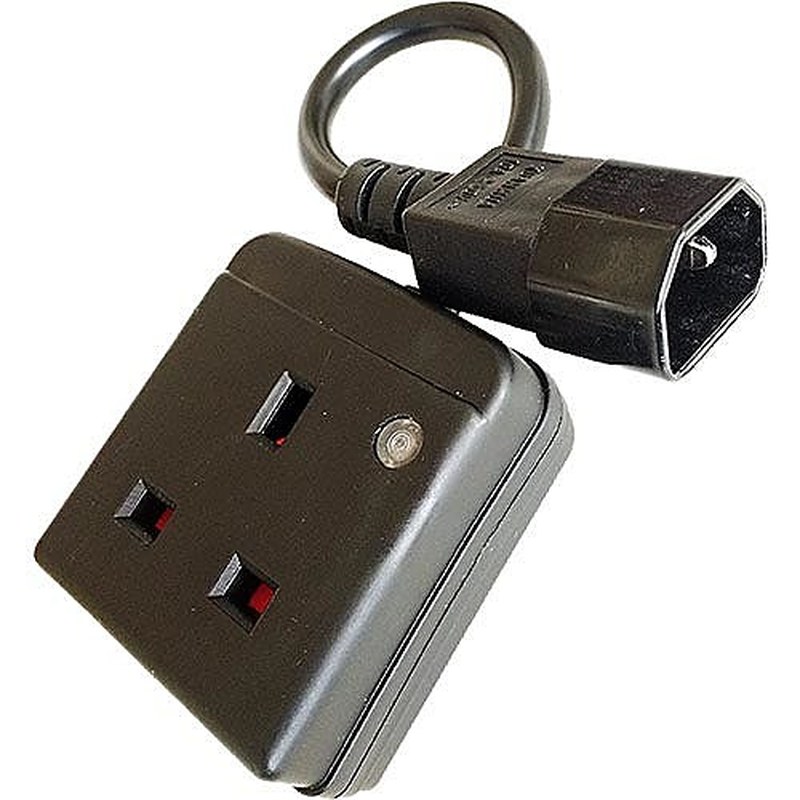 C14 Plug to UK 13A Socket Adapter Lead 25cm