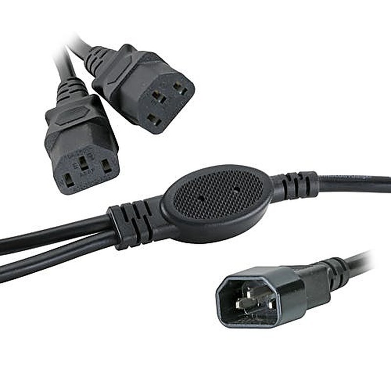 C14 to 2x C13 Splitter Power Lead Black