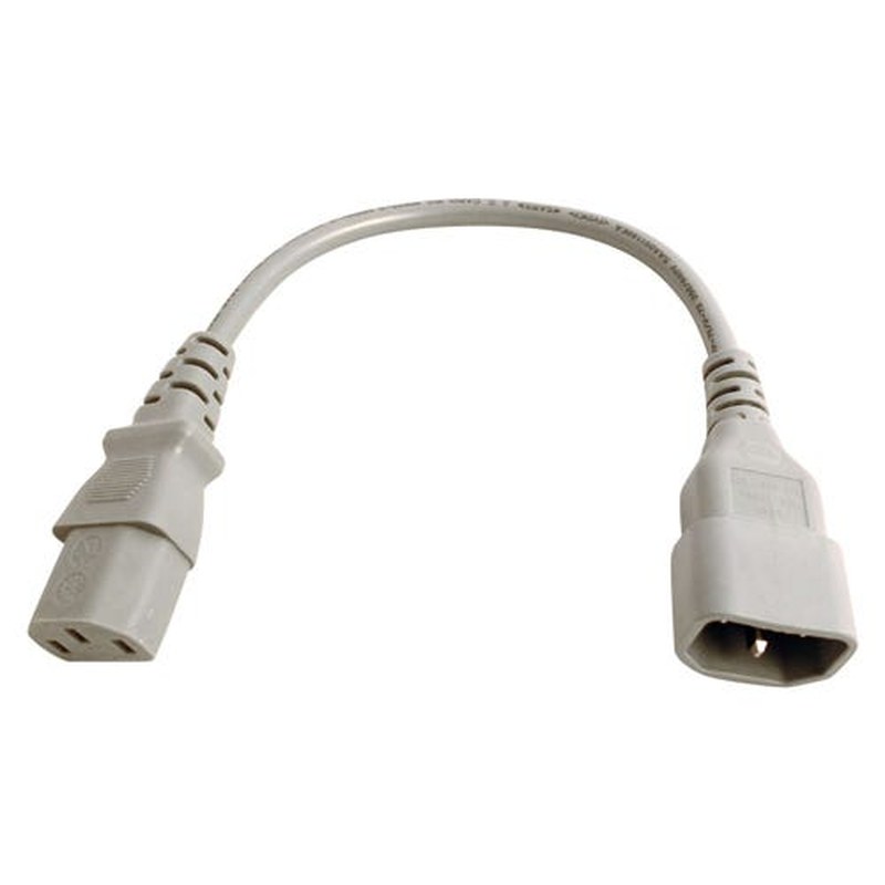 C14 to C13 IEC Extension Lead PVC, 7 Colours, 2m, Grey