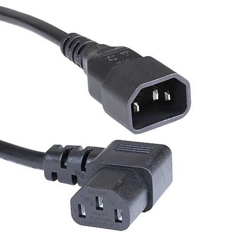C14 to C13 Right Angle Power Extension Lead 2m Black