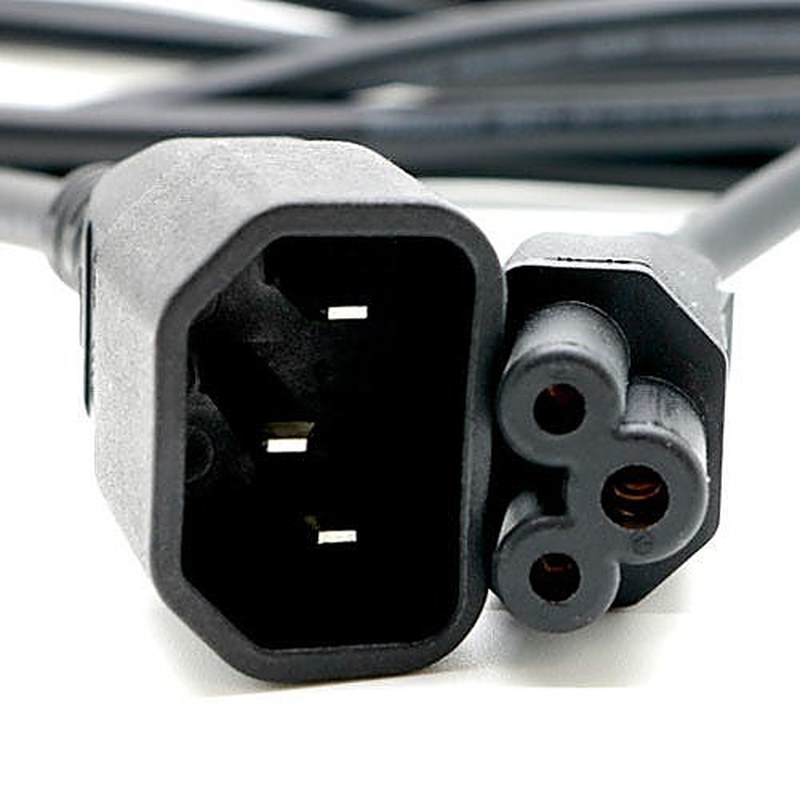 C14 to C5 Cloverleaf Power Lead 2m Black
