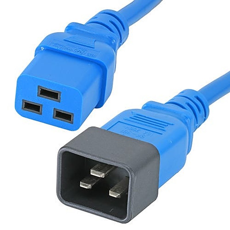 C20 to C19 16A Power Lead PVC, 0.5m, Blue