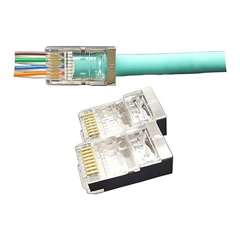 Cat5e Shielded Pass-Through RJ45 Plugs 50 Pack