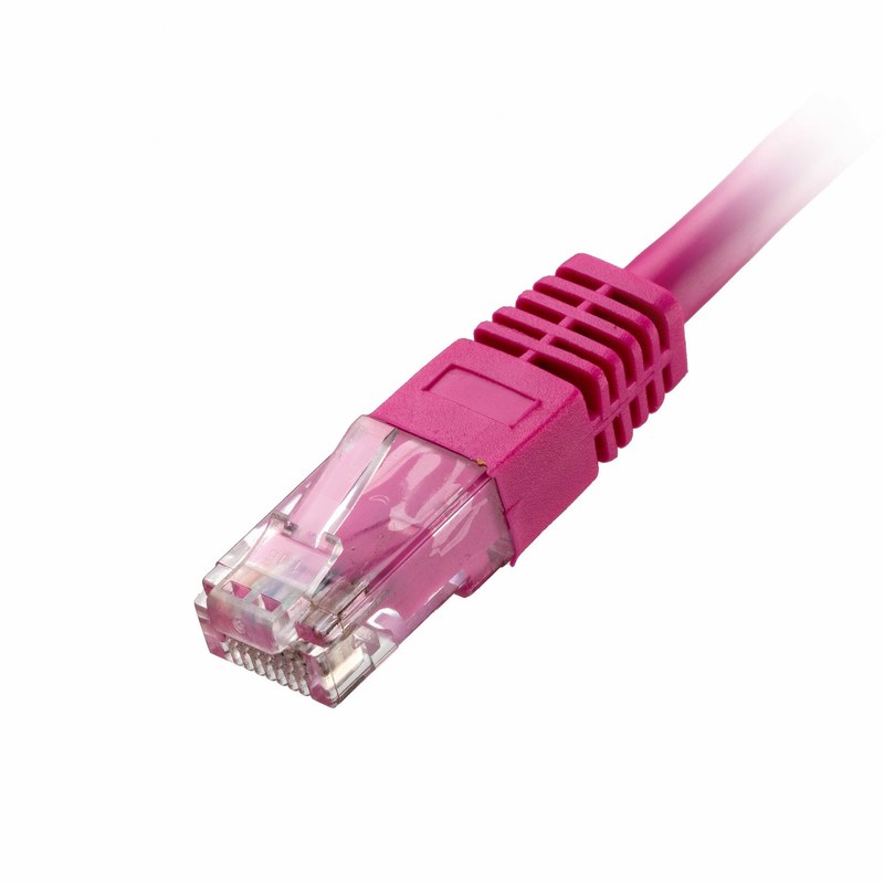 CAT6 PoE++ Patch Lead 24AWG Moulded Boot, 15m, Pink