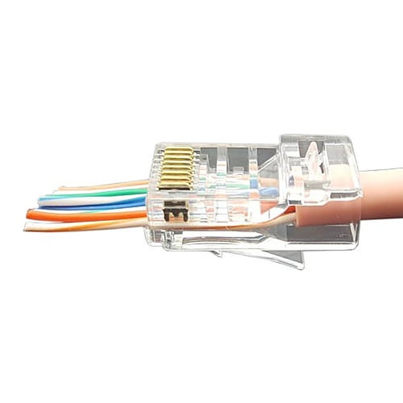 Cat6 UTP Pass-Through RJ45 Plugs 50 Pack