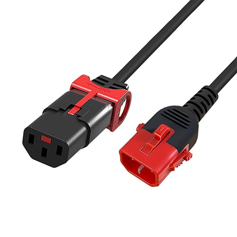 Dual Locking C14 to C13 Power Lead 10A, 2m, Black