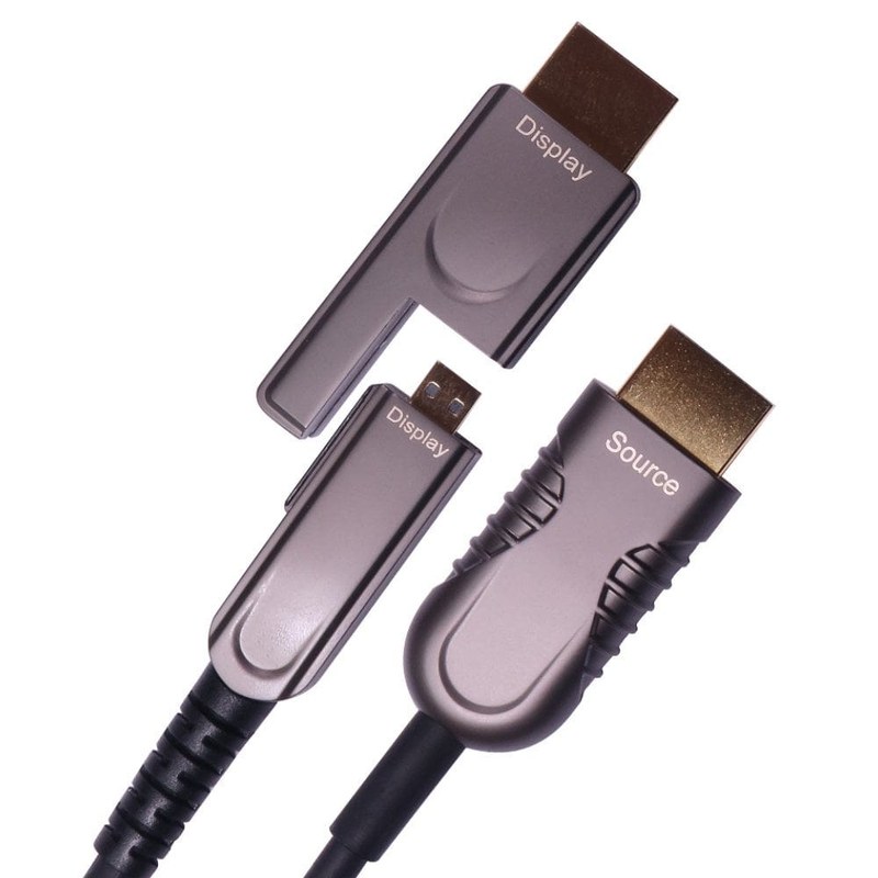 HDMI 2.1 Fibre Optic Cable 8K Removable Head, 30m, Black