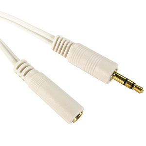 Image of White 3.5mm Male Jack Plug to Female Socket Cable 10m