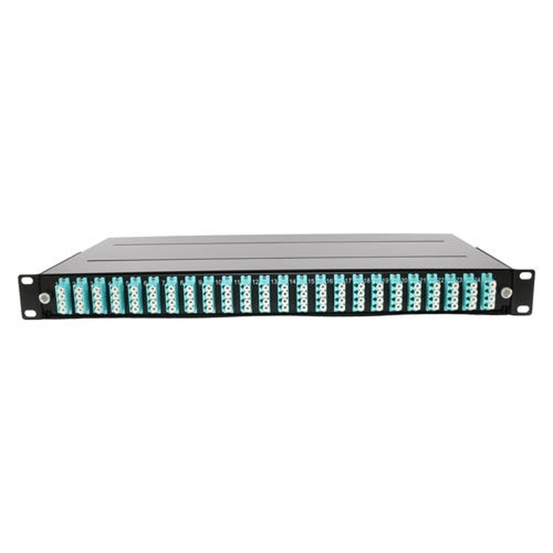 Loaded 1U Fibre Panel LC Duplex, 96 fibre, Aqua