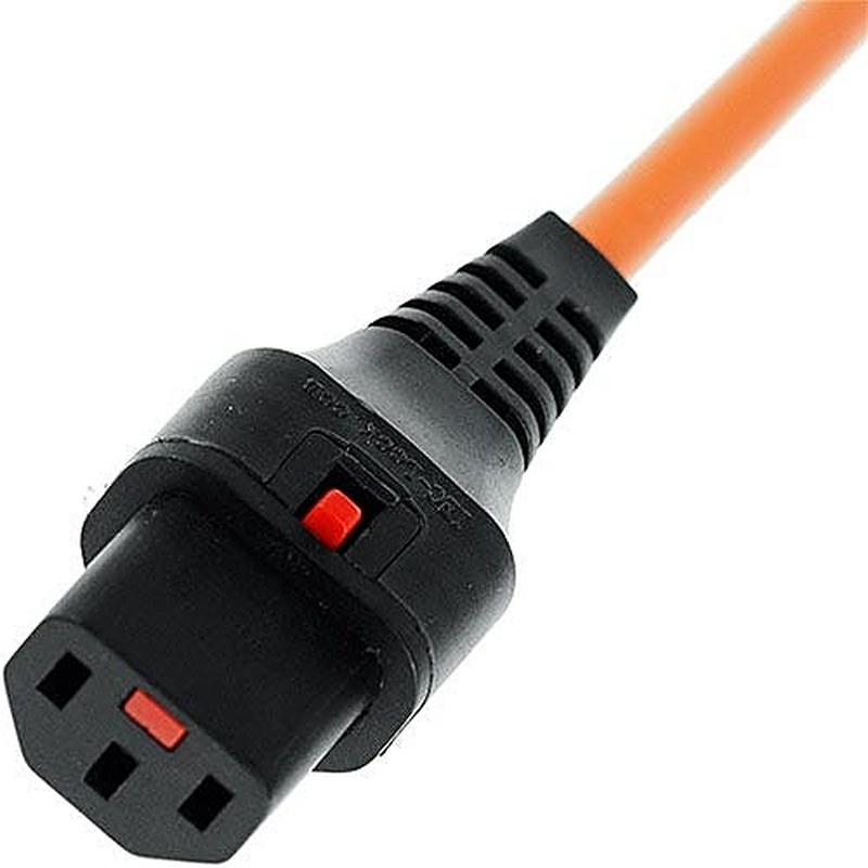 Locking C14 to C13 Power Lead IEC Lock 10A, 2m, Orange