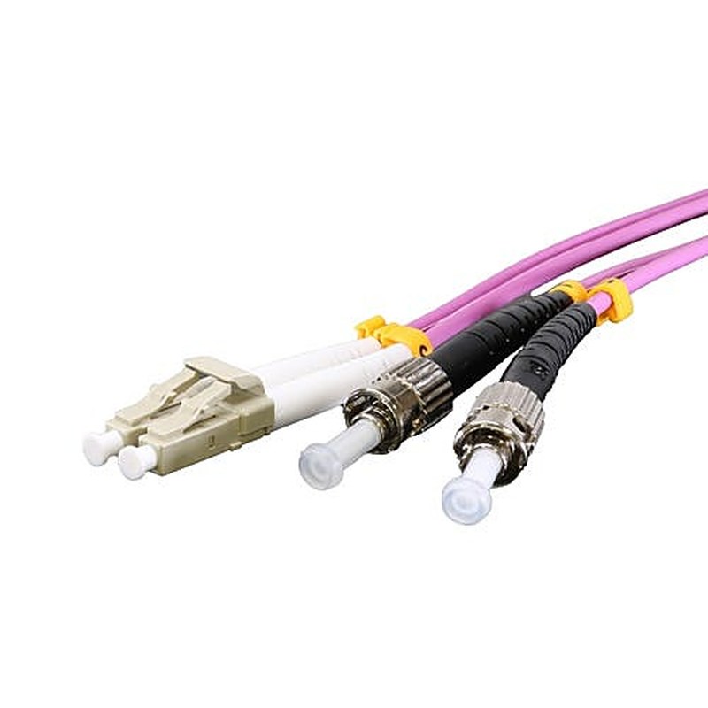 OM3 LC-ST Multimode Duplex Fibre Patch Lead, 10m, Violet