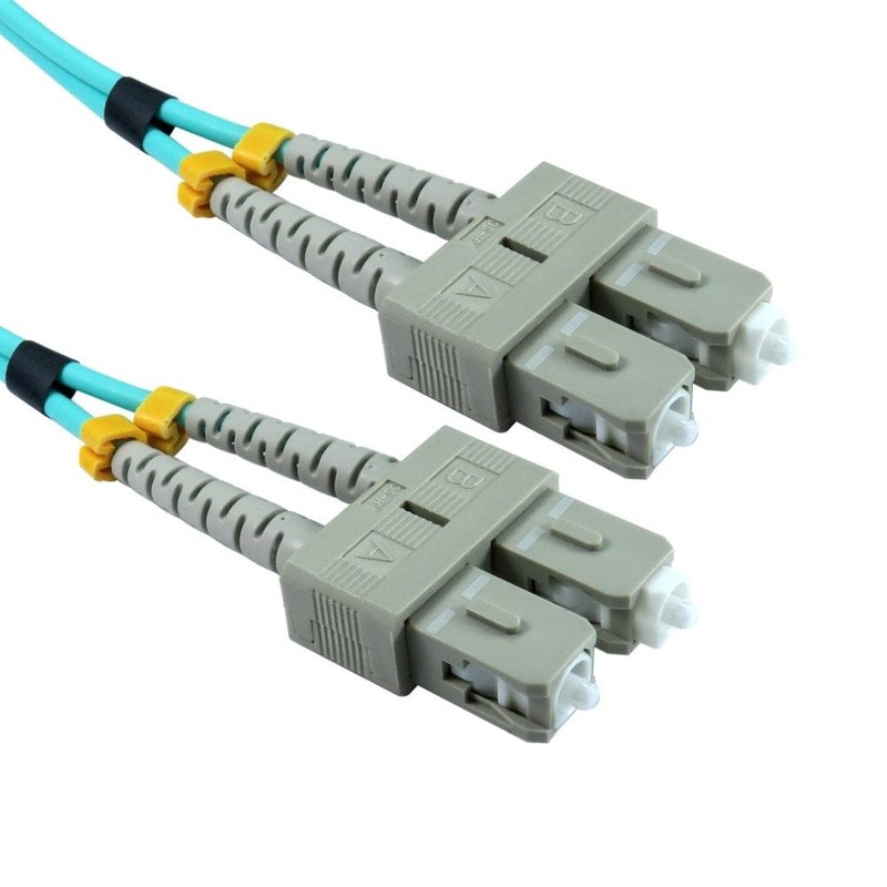SC-SC OM4 Fibre Optic Network Cable, 2m, Aqua