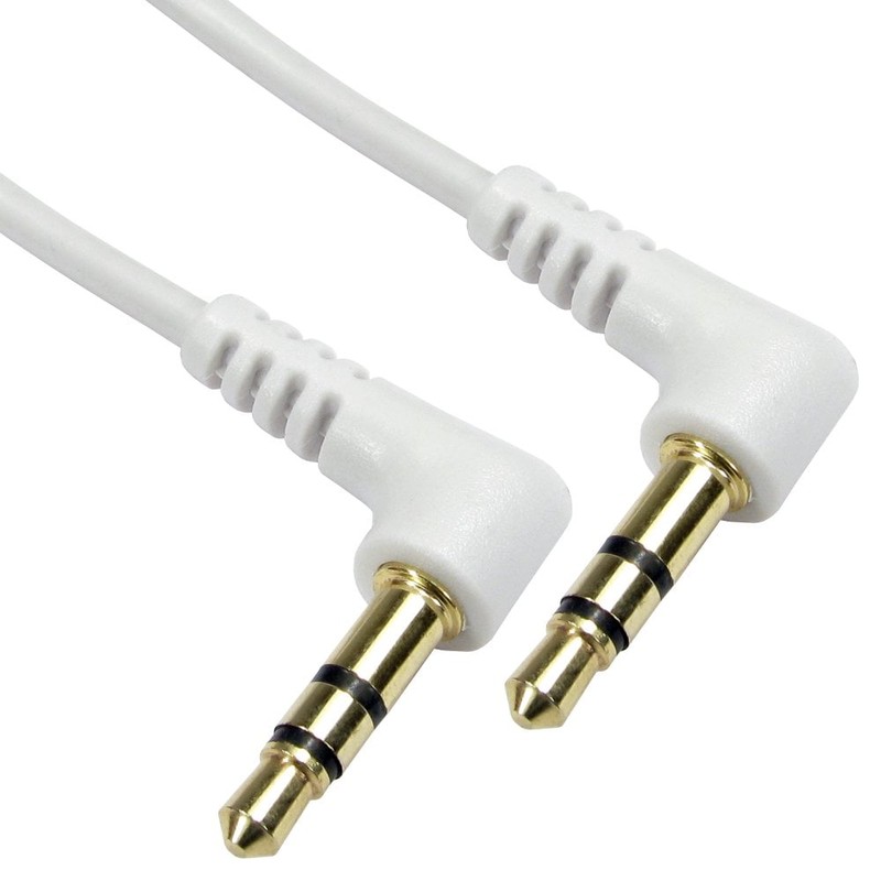1m White 90 Degree Angle 3.5mm Jack Cable