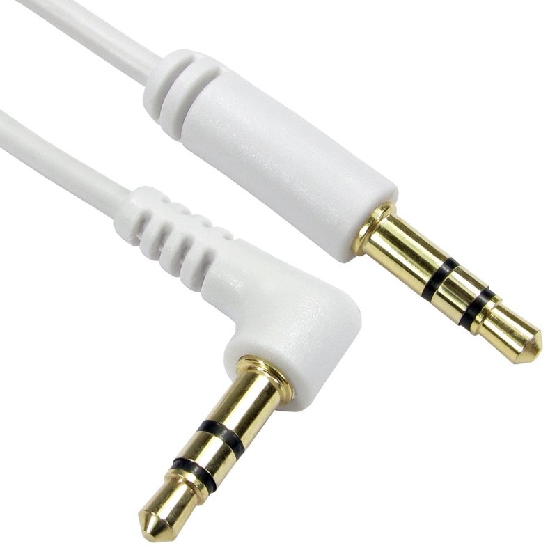 10m White 3.5mm Jack Cable Stereo Straight to Angled