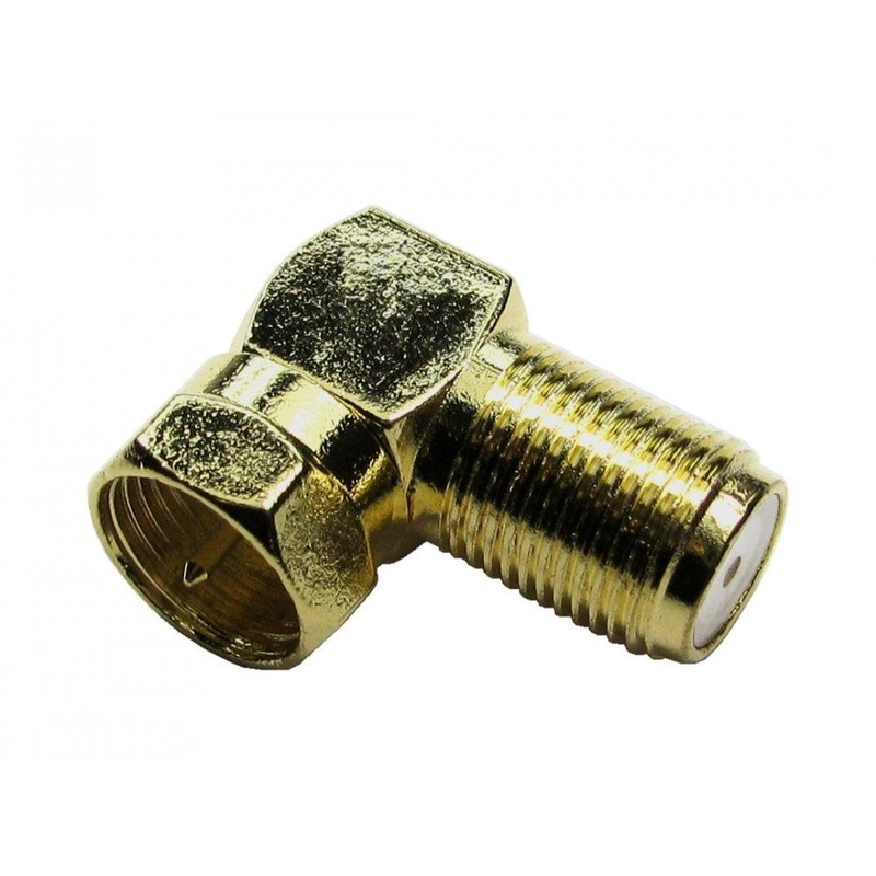 F Plug 90 Degree Right Angle Adapter for Satellite, Sky, Freesat