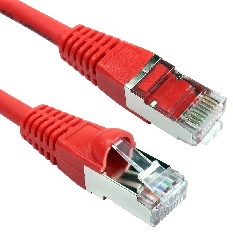 CAT6A Shielded Network Patch Cable, 0.15m, Red
