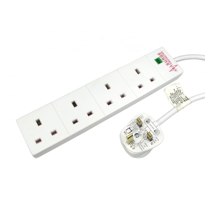 Surge Protected UK Power Extension - 4 Ports