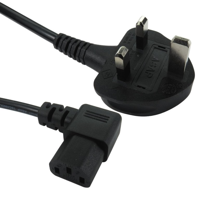 1.8m UK Plug to Right Angled C13 Mains Lead