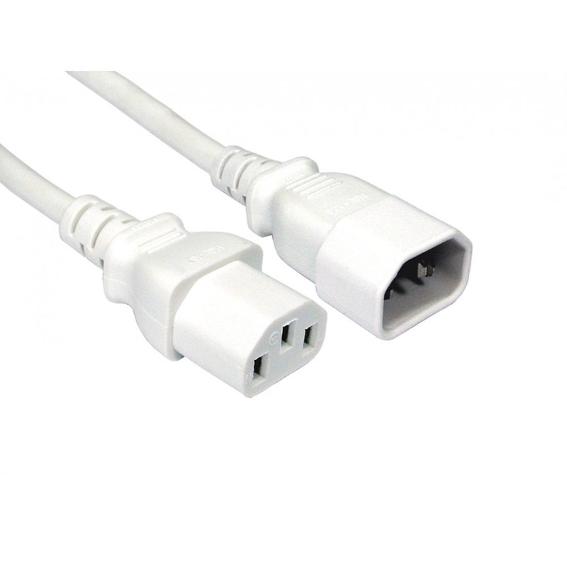 0.5m White C13 to C14 Power Extension Lead