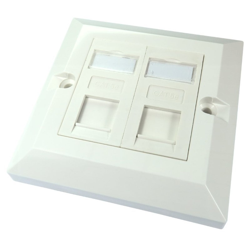 2 Port Cat5e Loaded Faceplate - Single Gang